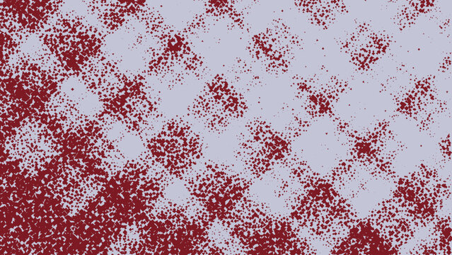Red halftone grunge pattern features a textured speckled design on a light purple background