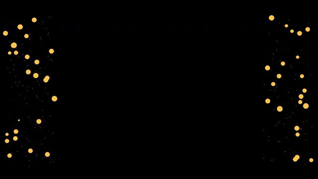 左右端に細かな金色ダストが柔らかく漂い中央を広く残す透過オーバーレイループ映像素材
