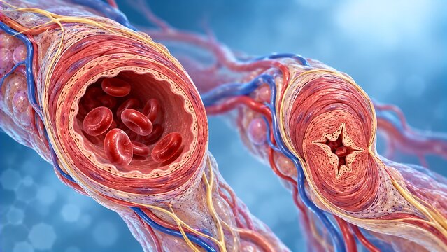 Coronary artery narrowed by atherosclerotic plaque buildup
