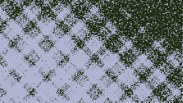 Dark halftone grunge pattern with irregular dots on a lavender background texture speckled grainy