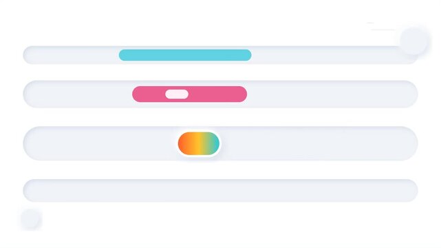 Minimalist progress bars animation with colorful sliding indicators