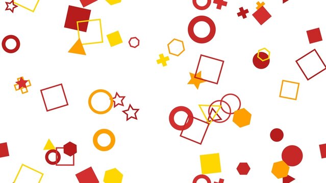 pattern geometric horizontal Colorful Geometric Shapes Background Pattern Seamless Abstract Design Red Yellow Orange Hexagons Circles Squares Stars