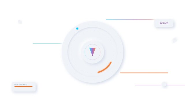 Abstract circular control interface with glowing indicators loop