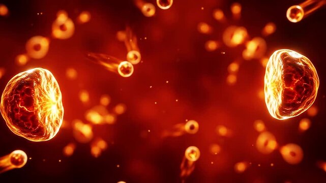 Cell Division in Animated Abstract Biological Process with Dynamic Energy Transfer