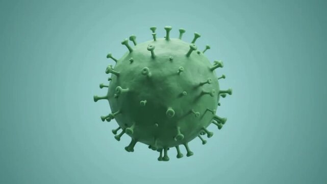 3D Rendered Coronavirus Particle. Microscopic pathogen illustration, representing infectious disease, pandemic, and global health.