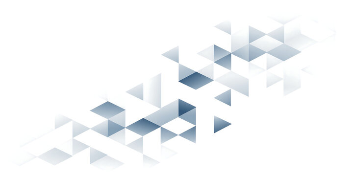 Minimalist abstract background featuring a diagonal pattern of blue and grey geometric triangles