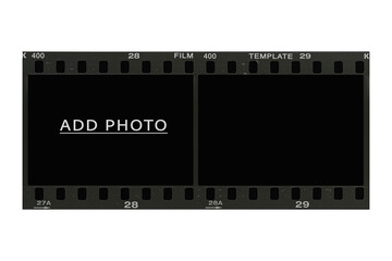 Fototapeta premium 35mm photographic film negative frame border with add photo text for image design.