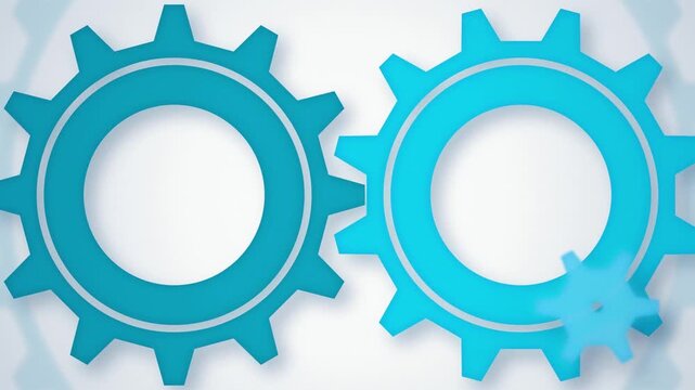 Teal gear wheels interlocking seamless loop motion background