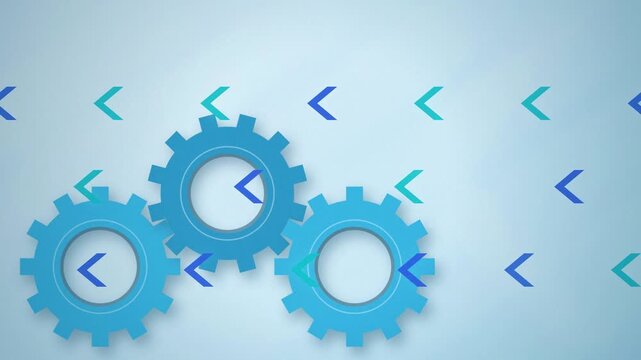 Blue gears and left arrows seamless loop motion background