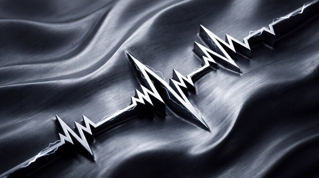 Heartbeat Pulse Waveform on Dark Metallic Silk Background
