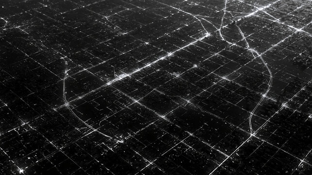 Aerial View of Illuminated City Grid at Night