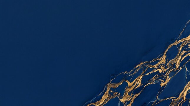 Luxury Navy Blue and Gold Marble Texture with Copy Space