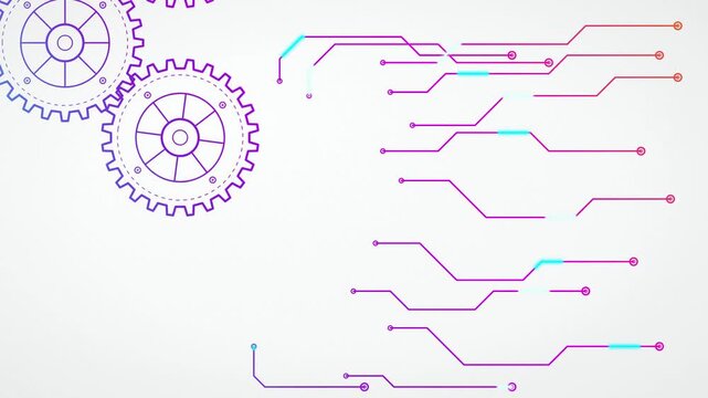 Blueprint gear circuit board animation seamless loop motion background