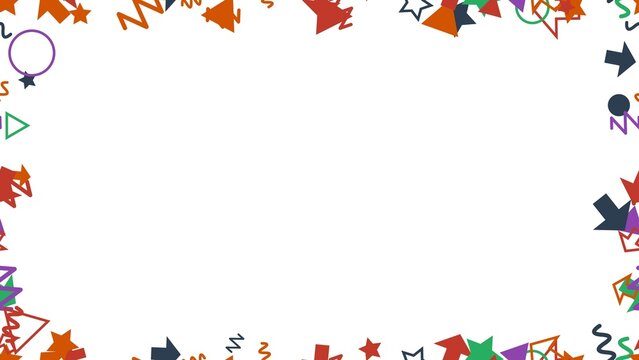 pattern confetti horizontal Colorful Abstract Geometric Shapes Frame Border Festive Party Celebration Elements Fun Design