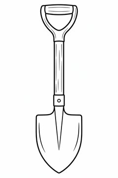 Black and white line drawing of a simple garden shovel tool