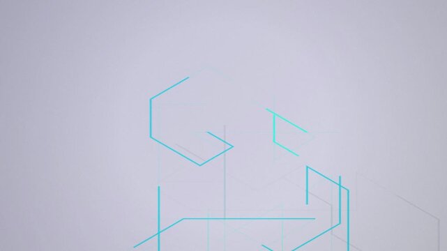 Cyan isometric cube line network seamless loop motion background