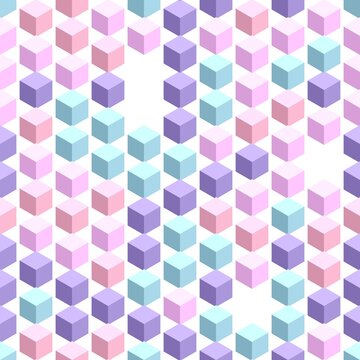 pattern isometric square Seamless Isometric 3D Cubes Pattern Background with Pastel Colors and Geometric Abstract Design