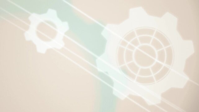 Rotating gear icons light streaks seamless loop motion background