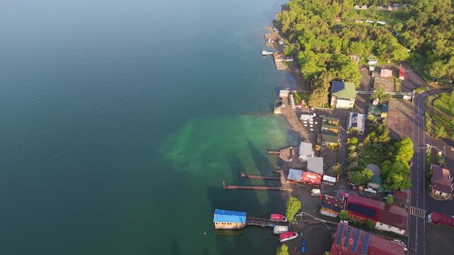 Aerial view of Lake Sevan shoreline, Armenia.