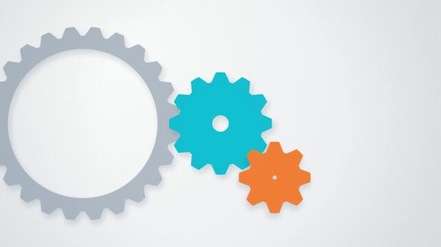 Connected mechanical gears rotating seamless loop motion background