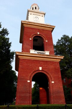 Brick tower with clock