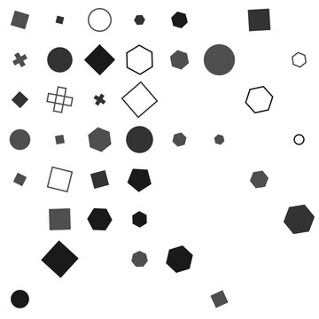 pattern grid square Collection of Geometric Shapes and Symbols Isolated on White Background Vector Illustration