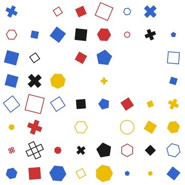 pattern grid square Seamless Pattern of Colorful Geometric Shapes and Symbols on White Background Vector Illustration