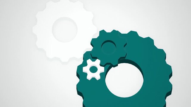 Interlocking 3D gear wheels rotating seamless loop motion background
