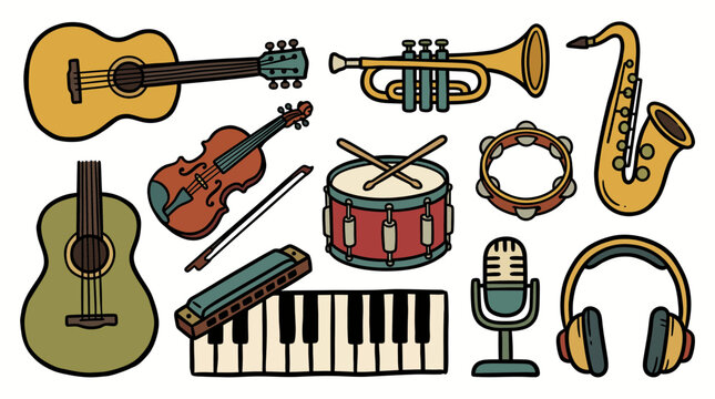 Vintage Musical Instrument Colle&hellip; SVG vector illustration collection with premium hand drawn decorative elements, creative graphic design assets for branding, crafts, printing, digital projects and mo
