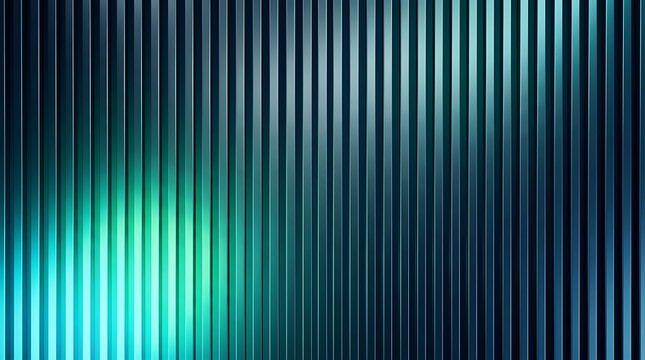 Abstract vertical metallic lines with green and blue gradient light reflections texture