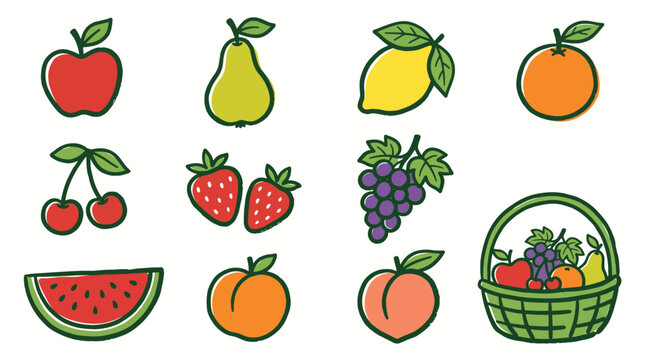 Vintage Fruit Doodle Collection SVG vector illustration collection with premium hand drawn decorative elements, creative graphic design assets for branding, crafts, printing, digital projects and mode