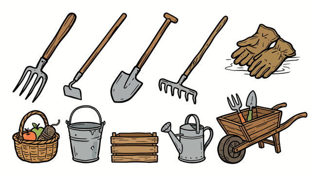 Vintage Farm Tool Collection Ill&hellip; SVG vector illustration collection with premium hand drawn decorative elements, creative graphic design assets for branding, crafts, printing, digital projects and mo
