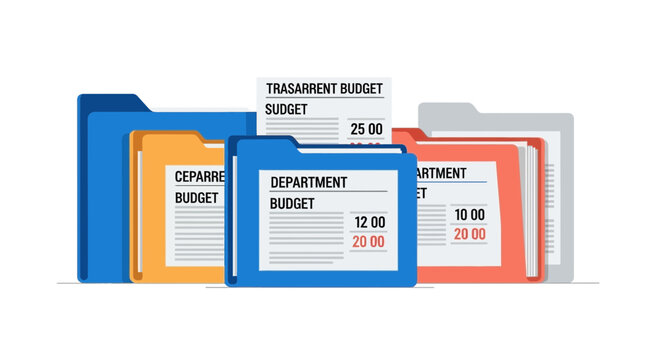 Business budget folders illustration for financial planning and document organization
