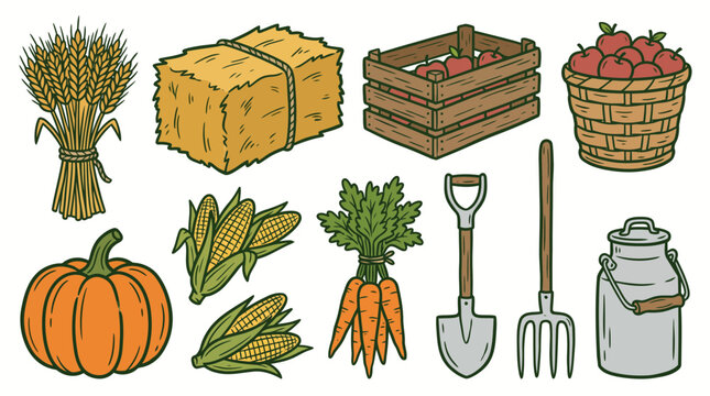 Vintage Farm Harvest Collection &hellip; SVG vector illustration collection with premium hand drawn decorative elements, creative graphic design assets for branding, crafts, printing, digital projects and mo