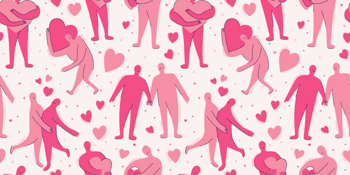 Hugging Couple Love Seamless Pattern Vector