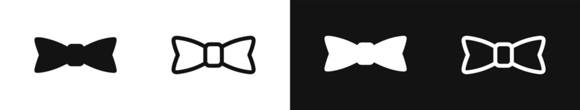 Bow Tie Icon Set in Solid and Outline Styles