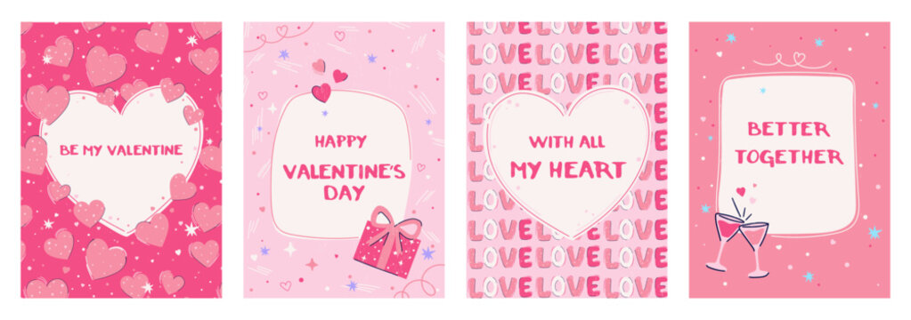 Valentine Vector Greeting Card Set