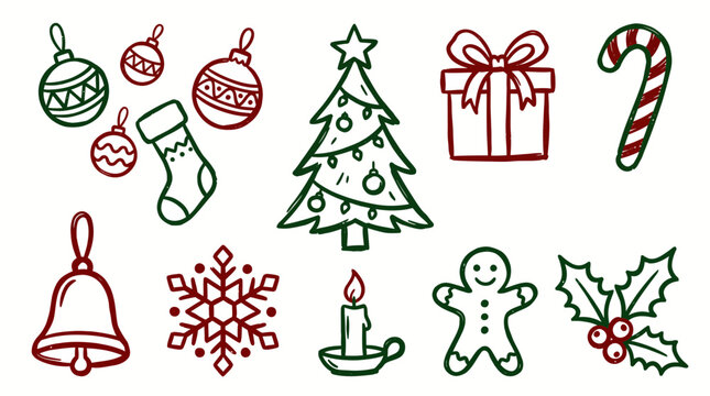 Vintage Christmas Doodle Collection SVG vector illustration collection with premium hand drawn decorative elements, creative graphic design assets for branding, crafts, printing, digital projects and