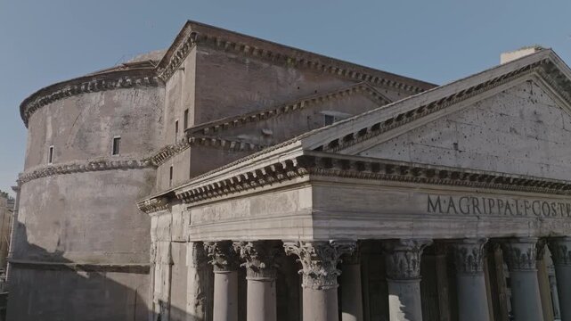 Aerial view of the Pantheon in Rome, Italy.
