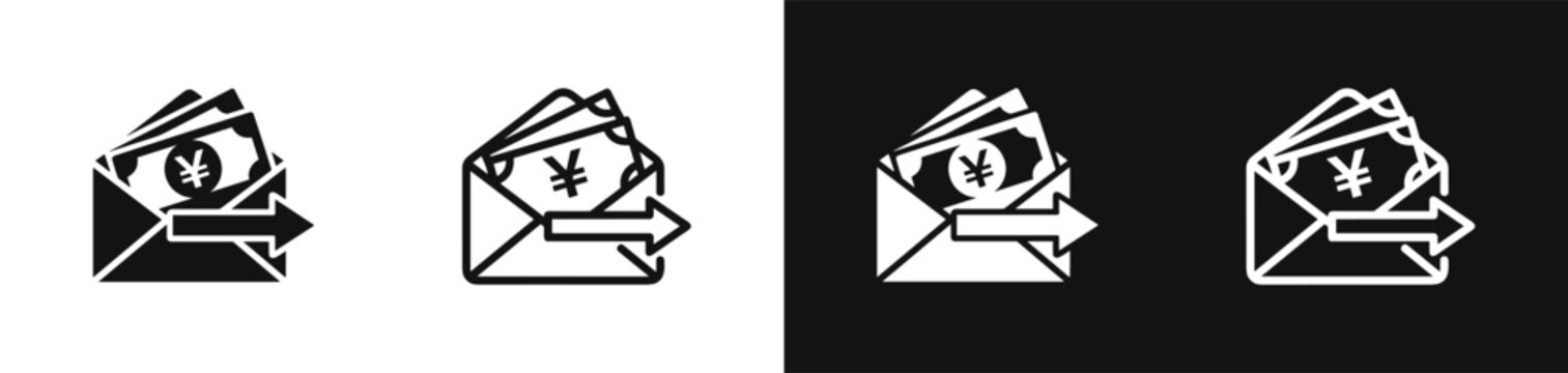 Money Transfer Mail Envelope Yen Remittance Icon Set