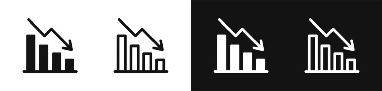 Downward Arrow Bar Chart Loss Icon Set