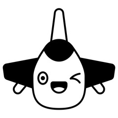 Obraz premium Smiling Fighter Jet Duotone Style Icon