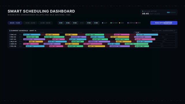 Animated industrial gearbox dashboard visualizing misalignment, looseness, and bearing degradation with detailed fault severity meters and frequency spectrum analysis in 4K resolution.