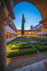 Ancient Romanesque Cloister, Cypress, Twilight, Santo Domingo Silos © Ana