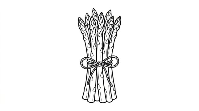A fresh bundle of green asparagus stalks tied with a simple decorative string bow