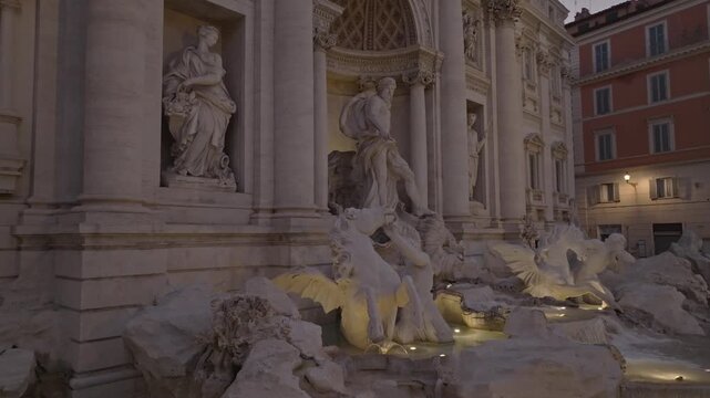 Aerial view of Trevi Fountain in Roma, Italy.