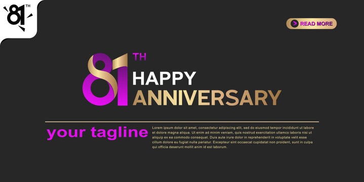 81st Happy Anniversary logo with gold and purple typography on a dark background and modern celebration design.