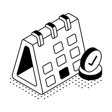 An isometric calendar with a clock represents payment due dates, billing schedules, repayment reminders, financial deadlines, and account planning.