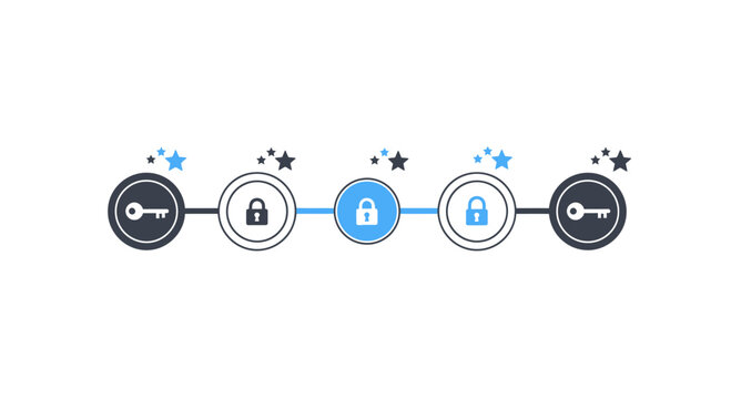 Cybersecurity Data Protection Infographic with Lock and Key Icons