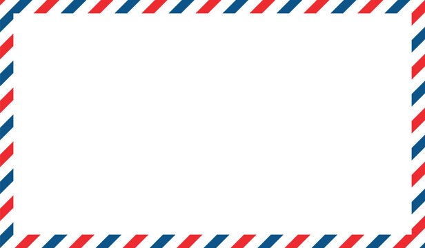 Airmail border vector icon. Vintage envelope frame and international post border symbol. Rectangular airmail frame with red and blue diagonal stripes